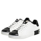 White Black Leather Portofino Sneaker Shoes