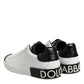 White Black Leather Portofino Sneaker Shoes