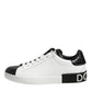 White Black Leather Portofino Sneaker Shoes