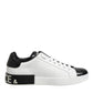 White Black Leather Portofino Sneaker Shoes