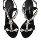 Black Keira Crystals Heels Sandals Shoes