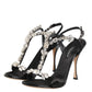 Black Keira Crystals Heels Sandals Shoes