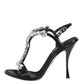 Black Keira Crystals Heels Sandals Shoes
