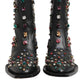 Black Crystal Cowboy Leather Men Boots Shoes