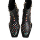Black Crystal Cowboy Leather Men Boots Shoes