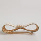 Gold Tone Brass Bow Crystal Faux Pearl Embellished Brooch