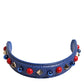 Blue Embellished Leather Bag Handle Women Shoulder Strap