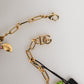 Gold Brass Logo Detail Floral Fashion Jewelry Necklace