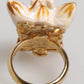 Gold Brass Resin Beige Dog Pet Accessory Ring