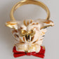 Gold Brass Resin Beige Dog Pet Accessory Ring