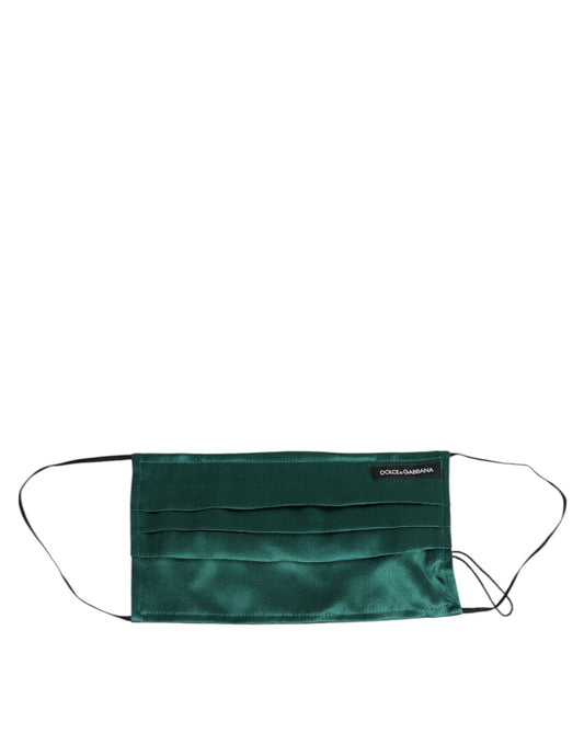 Green Silk Pleated Elastic Ear Strap Face Mask