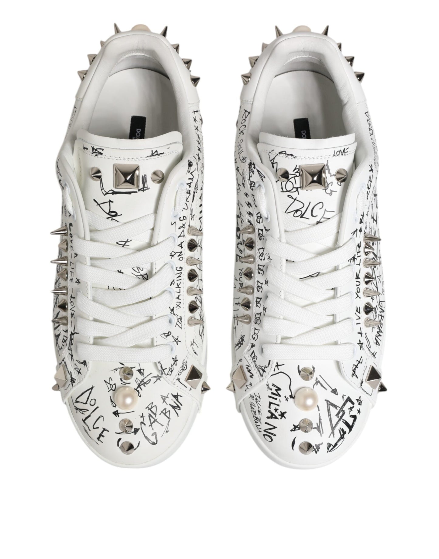 White Portofino Studded Men Sneakers Shoes