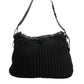 Black Cashmere Knitted Leather Shoulder Women Borse Bag