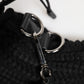 Black Cashmere Knitted Leather Shoulder Women Borse Bag