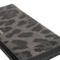 Black Gray Leopard Leather Zip Around Continental Wallet