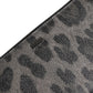 Black Gray Leopard Leather Zip Around Continental Wallet