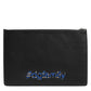 Black Leather #DGFAMILY Embellished Men Clutch Pouch Bag