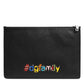 Black Leather #DGFAMILY Embellished Men Clutch Pouch Bag