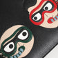 Black Leather #DGFAMILY Embellished Men Clutch Pouch Bag