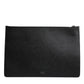 Black Leather Golden Pig Print Men Clutch Pouch Borse Bag