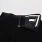 Black Stretch Cotton Slim Trousers Chino Pants