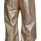 Metallic Gold Polyester Straight Trouser Pants