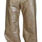 Metallic Gold Polyester Straight Trouser Pants