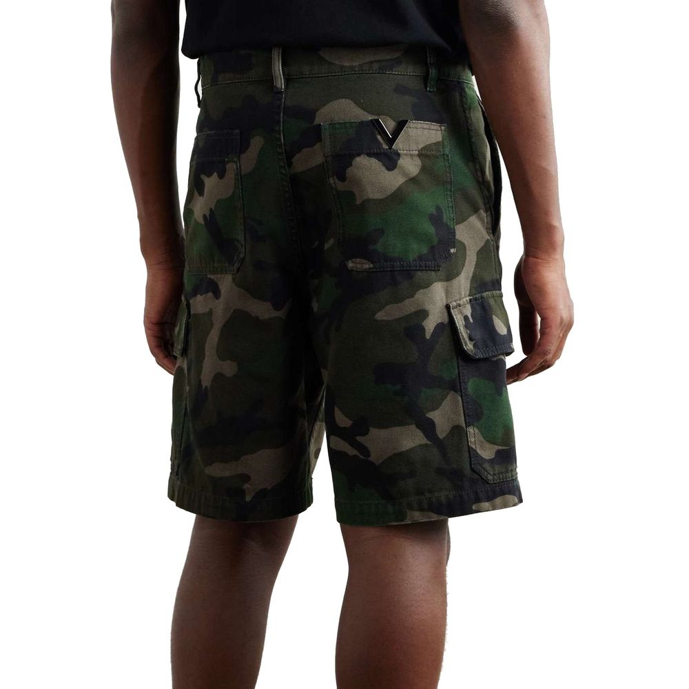 Green Cotton Cargo Shorts