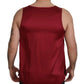 Red Round Neck Sleeveless Silk T-shirt