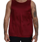 Red Round Neck Sleeveless Silk T-shirt