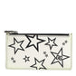 White Leather Douphin DG Logo Star Print Card Holder Wallet