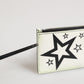 White Leather Douphin DG Logo Star Print Card Holder Wallet