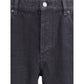 Black Cotton Straight-Leg Jeans