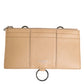 Beige Calfskin Leather Large Crossbody Card Holder Wallet