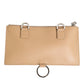 Beige Calfskin Leather Large Crossbody Card Holder Wallet