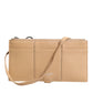 Beige Calfskin Leather Large Crossbody Card Holder Wallet