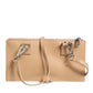 Beige Calfskin Leather Large Crossbody Card Holder Wallet