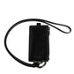 Black Leather Logo Embossed Lanyard Card Holder Wallet