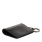 Wallet Black Leather Logo Embossed Key Chain Card Holder Wallet