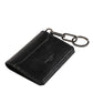 Black Leather Logo Embossed Key Chain Card Holder Wallet