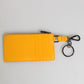 Yellow Orange Leather Credit Card Key Holder Clip On Wallet