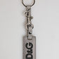 Gray Leather Logo Metal Ring Keychain Holder Men Keyring