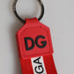 Red Logo Polyester Silver Brass Holder Keychain Men Keyring