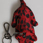 Red Black Polyester Animal Silhouette Keychain Keyring