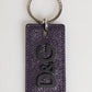 Violet Leather Logo Metal Ring Men Keychain Keyring