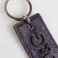 Violet Leather Logo Metal Ring Men Keychain Keyring