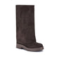 Brown Polyester Flat Boots