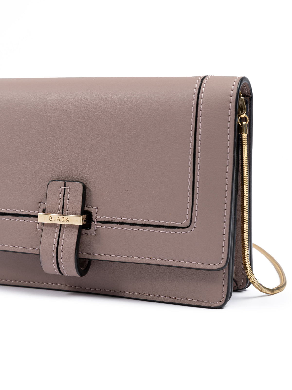 Powder Pink Leather Clutch Bag