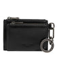 Black Leather Zipped Card Holder Coin Purse Keyring Wallet
