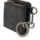 Black Leather Zipped Card Holder Coin Purse Keyring Wallet